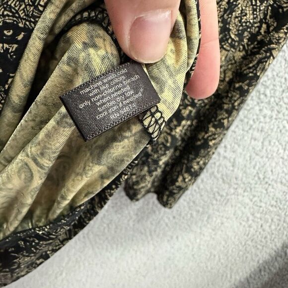 Vintage Y2K The Limited Top Womens Small Black Paisley Print Pleated Boho Hippie - Picture 4 of 7